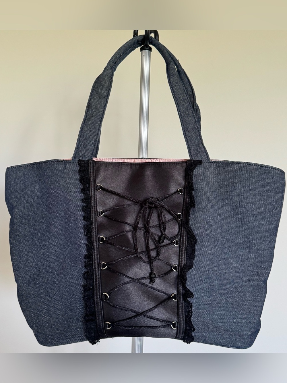 Victoria’s Secret Blue & Black Lace-Up Tote Bag